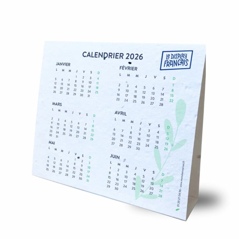 Calendrier chevalet à graines avec logo