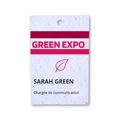 Badge nominatif ensemencé avec noms