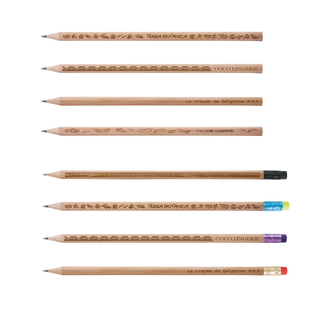 Crayon de papier personnalisé. Crayons de bois publicitaire avec logo
