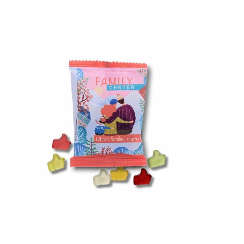 Bonbons en gommes de fruits avec logo