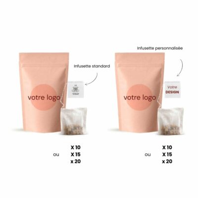 Sachet souple avec thé bio et logo
