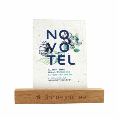 Calendrier graines et support bois avec logo
