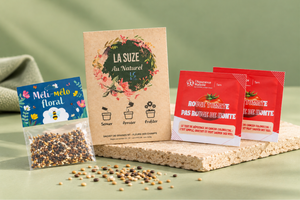 sachet de graines avec logo pour entreprise